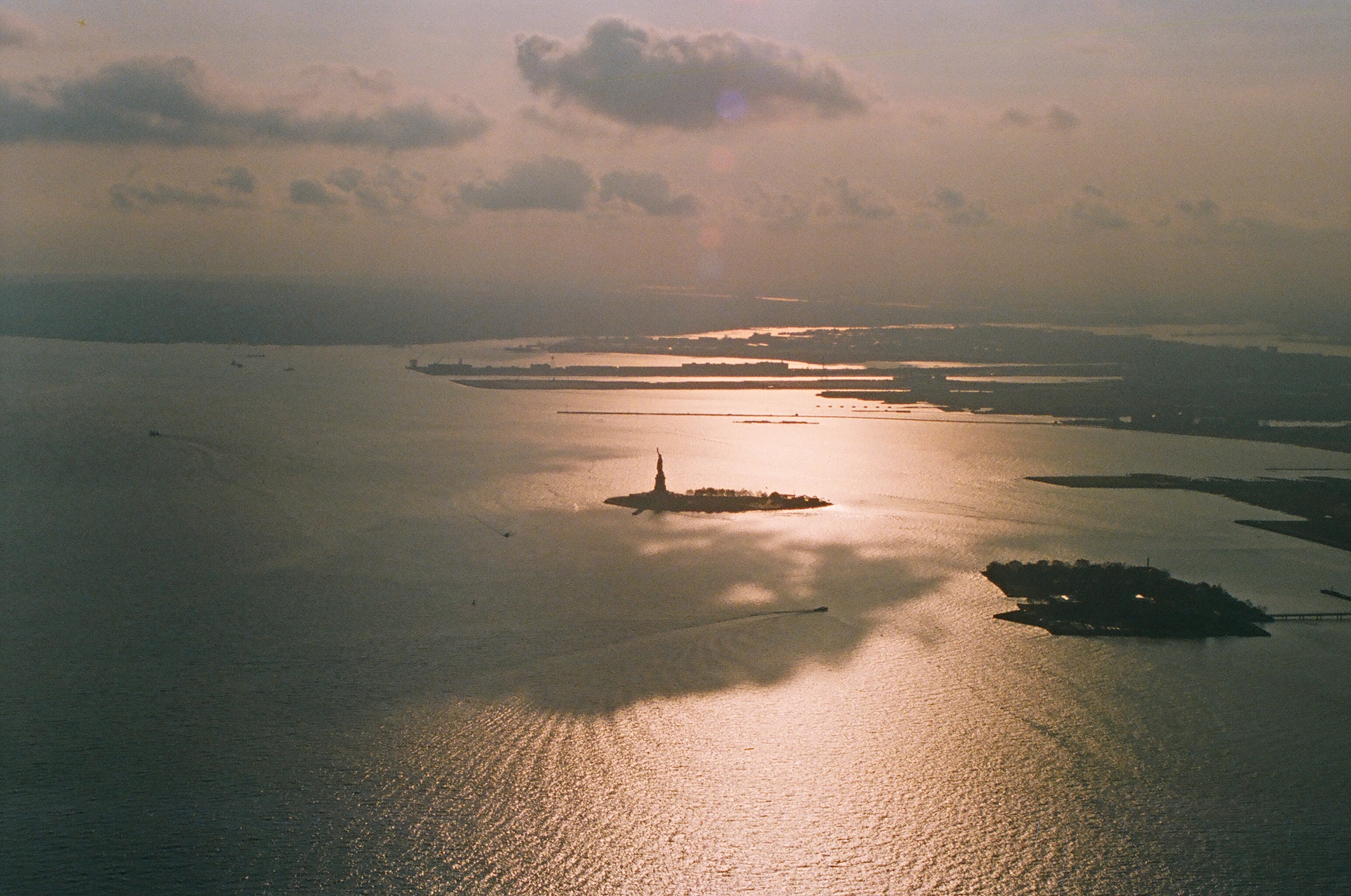 Liberty Island from the World Trade Centre, New York, USA (1987)
